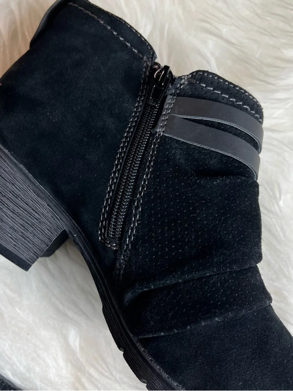 Earth Black Suede Ankle Booties with Twin Strap Detail - Picture 6 of 7